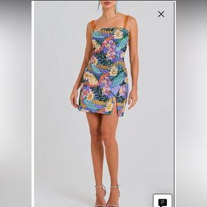 Nadine Merabi Lyra Floral Sequin Mini Dress